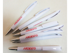 Ручка пластиковая INESS WHITE, печать логотипа