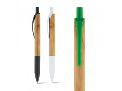 Бамбуковая ручка Bamboo с цветным клипом, печать